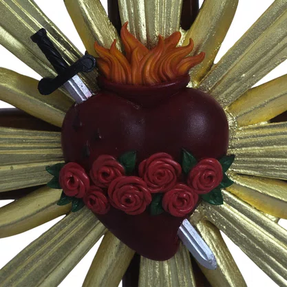 Cruz de Madeira Parede e Mesa Resplendor do Imaculado Coração de Maria - 62 cm x 34 cm