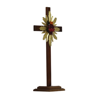 Cruz de Madeira Parede e Mesa Resplendor do Imaculado Coração de Maria - 62 cm x 34 cm