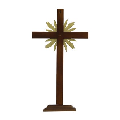 Cruz de Madeira Parede e Mesa Resplendor do Imaculado Coração de Maria - 62 cm x 34 cm
