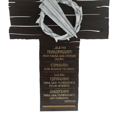 Cruz de Mesa Cravos em Mármore Semana Santa Marrom - 26 cm