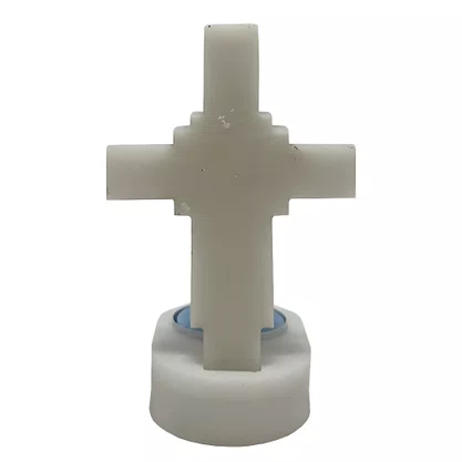 Cruz de Mesa de Mármore Envelhecido e Vela Rechô - 11 cm