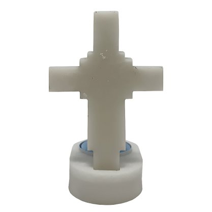 Cruz de Mesa de Mármore Envelhecido e Vela Rechô - 11 cm