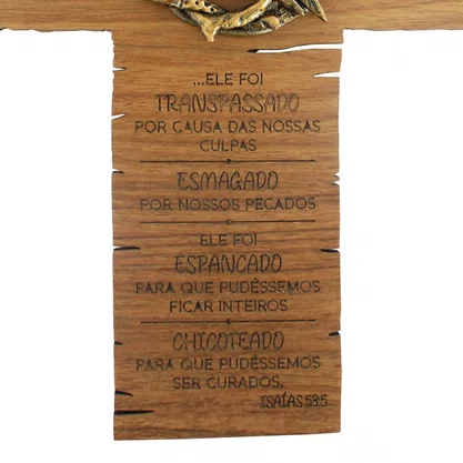 Cruz de Parede Cravos em Mármore com Pintura Bronze Semana Santa - 26 cm