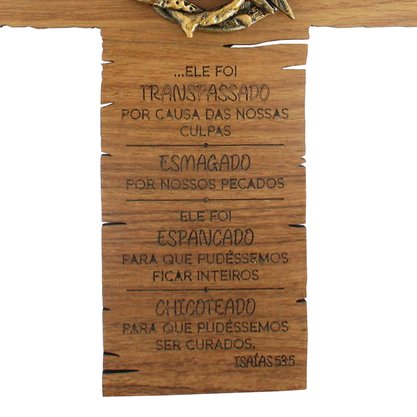 Cruz de Parede Cravos em Mármore com Pintura Bronze Semana Santa - 26 cm