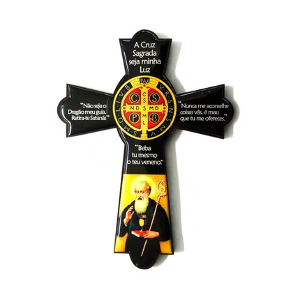 Cruz de Parede São Bento MDF Resinada 15 cm