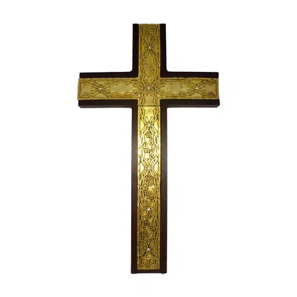 Cruz Matrimonio Dourada Madeira 40 cm