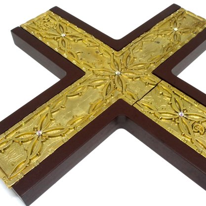 Cruz Matrimonio Dourada Madeira 40 cm