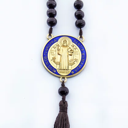 Dezena Carro de São Bento Medalha Pompom - 8 mm