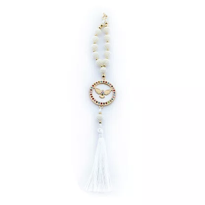 Dezena Carro Divino Espírito Santo Strass Pompom - 8 mm