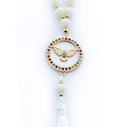 Dezena Carro Divino Espírito Santo Strass Pompom - 8 mm