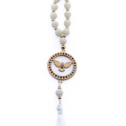 Dezena Carro Divino Espírito Santo Strass Pompom - 8 mm