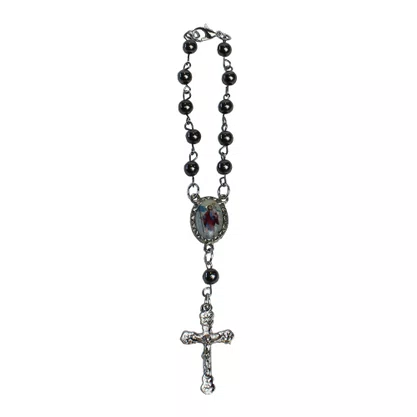 Dezena de Carro Hematita de Nossa Senhora Aparecida e São Cristóvão 6 mm