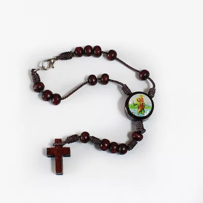 Dezena de Carro Madeira Vermelha de Nossa Senhora Aparecida e São Cristóvão - 6 mm