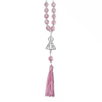 Dezena de Carro Nossa Senhora Aparecida Contas Rosas 10 Mm