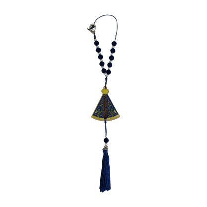 Dezena de Carro Nossa Senhora Aparecida em MDF com Pompom Azul 10 mm