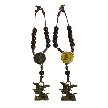 Dezena de Carro São Miguel e São Cristóvão Madeira Marrom - 10 mm