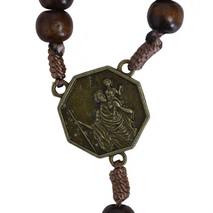 Dezena de Carro São Miguel e São Cristóvão Madeira Marrom - 10 mm