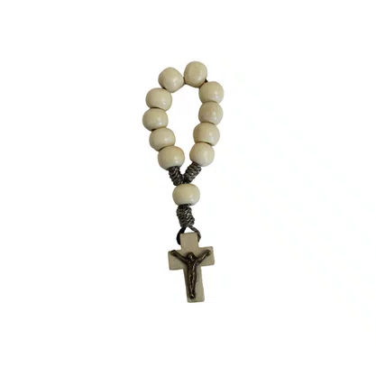 Dezena Madeira Marrom e Crucifixo - 8 Mm
