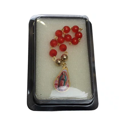 Dezena de Nossa Senhora Guadalupe Medalha Gota Conta Vermelha