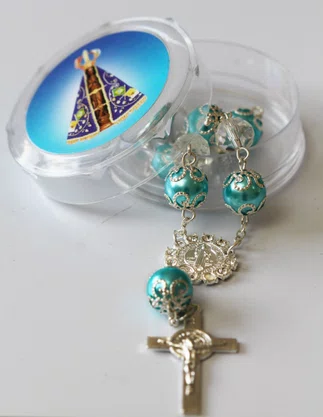 Dezena São Bento Prata Conta Azul -10mm