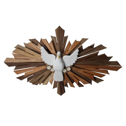 Divino Espírito Santo Madeira Clara Oval Simples 80 cm x 65 cm