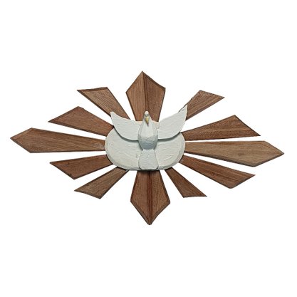 Divino Espírito Santo de Madeira Clara Oval Simples - 22 cm x 35 cm