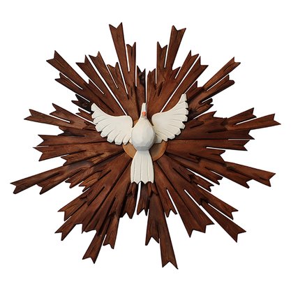 Divino Espírito Santo Madeira Escura Frizada Redondo Dupla - 70 cm x 74 cm