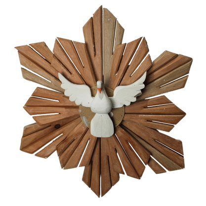 Divino Espírito Santo Madeira Clara Redondo Dupla - 55 cm x 55 cm