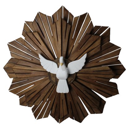 Divino Espírito Santo Madeira Escura Redondo Triplo - 75 cm X 75 cm