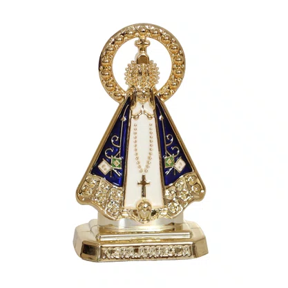 Enfeite de Nossa Senhora Aparecida Branco Plástico Autocolante - 8 cm