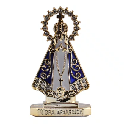 Enfeite de Nossa Senhora Aparecida Carro Plástico Branca 8 cm