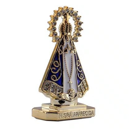 Enfeite de Nossa Senhora Aparecida Carro Plástico Branca 8 cm