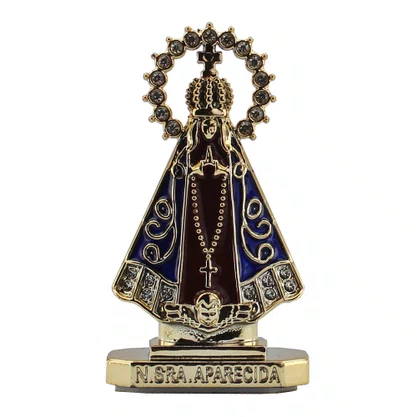 Enfeite de Nossa Senhora Aparecida Carro Plástico Marrom 8 cm