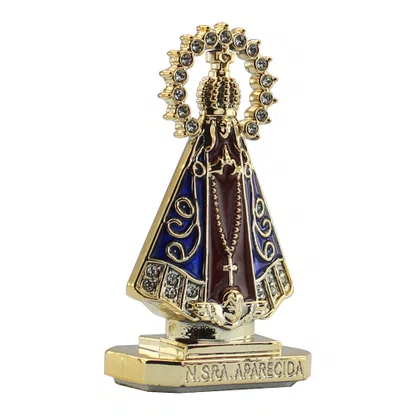 Enfeite de Nossa Senhora Aparecida Carro Plástico Marrom 8 cm