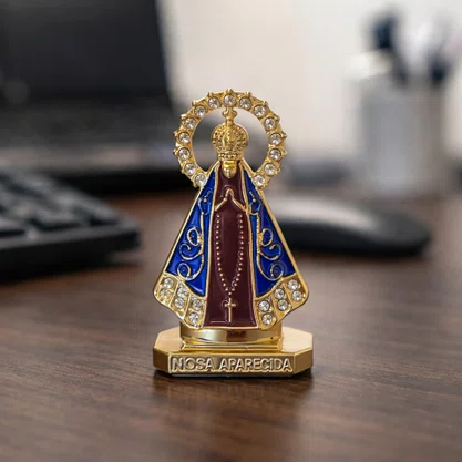 Enfeite de Nossa Senhora Aparecida Marrom em Plástico de Carro Autocolante - 5,5 cm