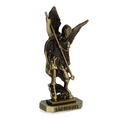 Enfeite de São Miguel Arcanjo Ouro Velho Metal Autocolante - 7 cm