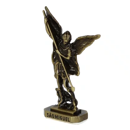 Enfeite de São Miguel Arcanjo Ouro Velho Metal Autocolante - 7 cm