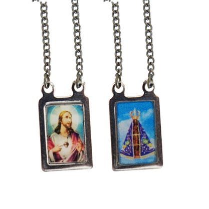 Escapulário Retangular Colorido Nossa Senhora Aparecida de Inox