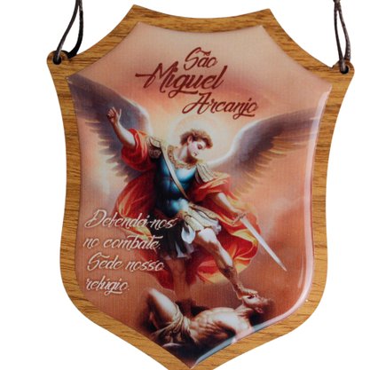 Escudo de Parede de São Miguel Arcanjo - 38 cm X 10 cm 