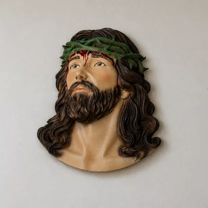 Face de Cristo de Parede de Resina Nacional - 22 cm