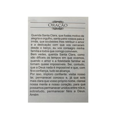 100 unid - Folheto Oração Santa Clara