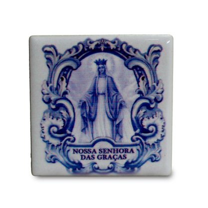 Imã Azulejo de Nossa Senhora das Graças - 4,5 cm X 4,5 cm 