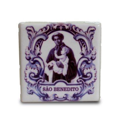 Imã Azulejo de São Benedito - 4,5 cm X 4,5 cm 
