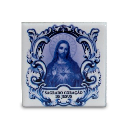 Imã Azulejo de Sagrado Coração de Jesus - 4,5 cm X 4,5 cm 