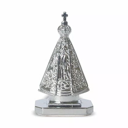 Enfeite de Nossa Senhora Aparecida Carro Metal Prata