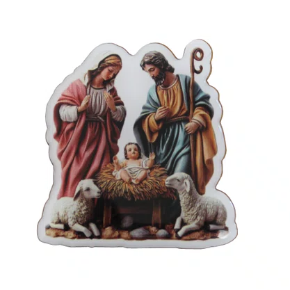 Imã Natal Sagrada Família e Carneiros - 6 cm