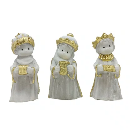 Imagem 3 Reis Magos em Mármore Infantil Detalhe em Dourado