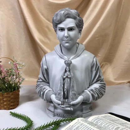 Imagem Busto de São Carlo Acutis de Mármore - 30 cm