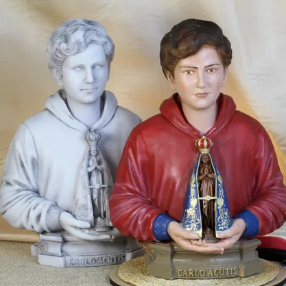 Imagem Busto de São Carlo Acutis de Resina Nacional - 30 cm