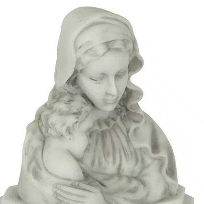 Imagem Busto Nossa Senhora com Menino Jesus em Mármore - 17cm Madona